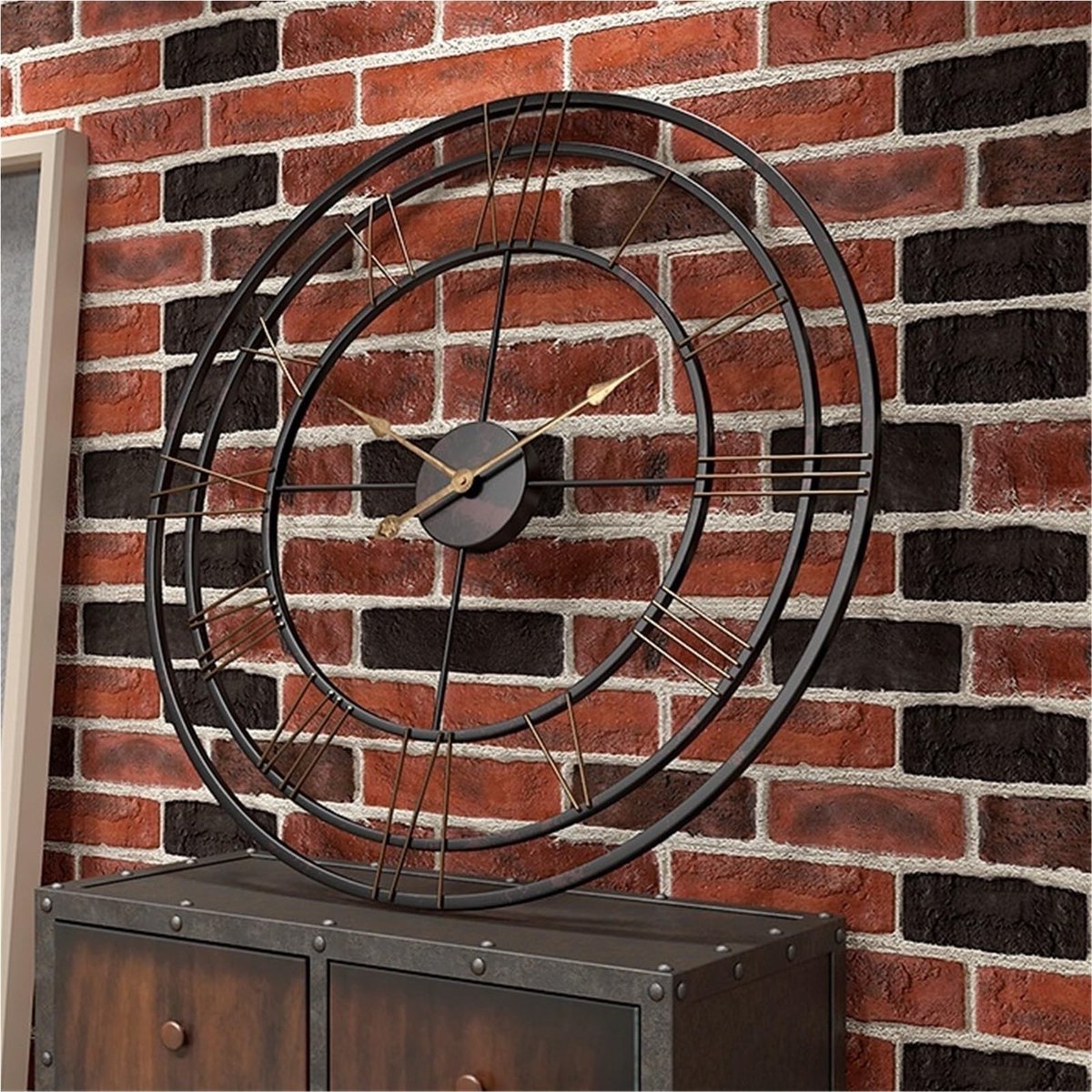 Wandklok - Retro Stijl - Zwart - 60 cm