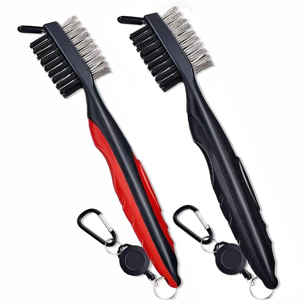 Golf Cleaning Brush Set - 2-in-1 Met Aluminium Carabiner - Zwart en Blauw