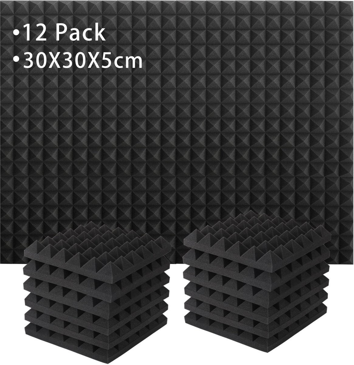 Akoestische Schuimpanelen - Geluidsisolatie voor Wanden - 30 x 30 x 5 cm - Set van 12