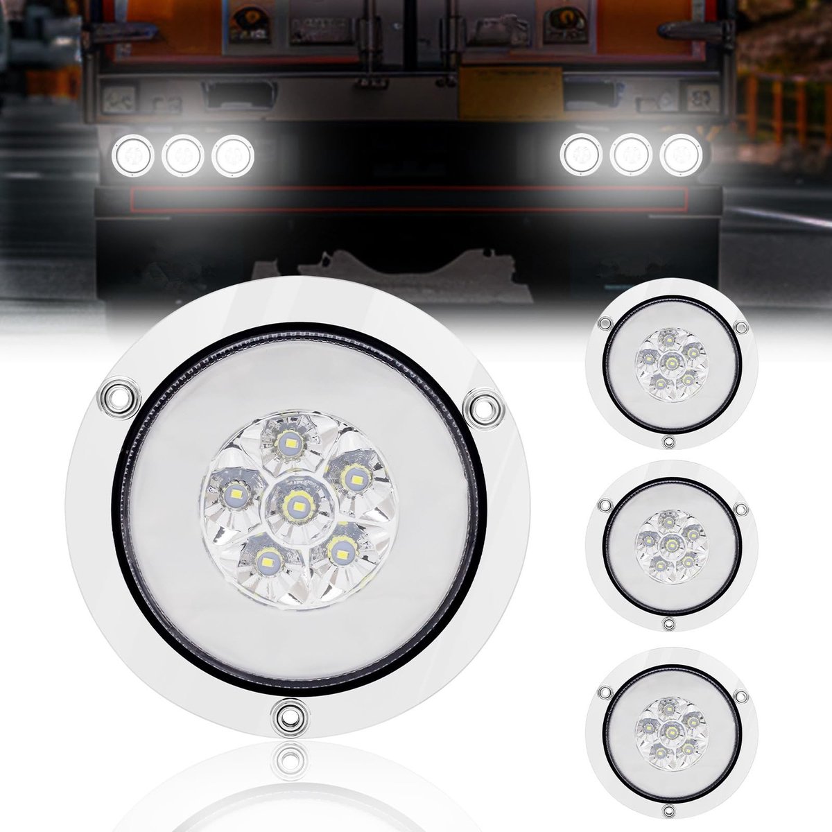 LED Trailer Achteruitrijlicht - Waterdicht - Wit - Pack van 4