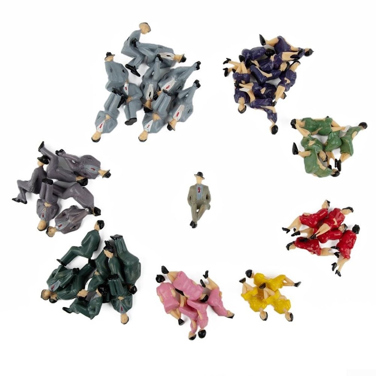 Set van 50 Miniatuur Figuren 1:32 - Zittende Personen in Diverse Kleuren