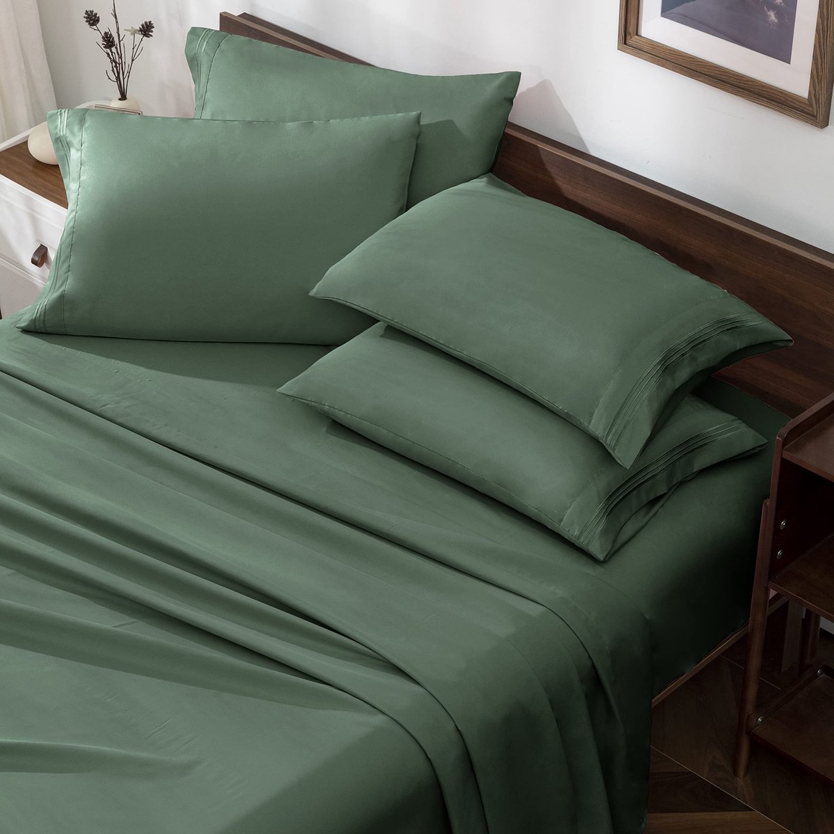 4-delige Laken Set - 1800 Draadcount Microvezel - Forest Green