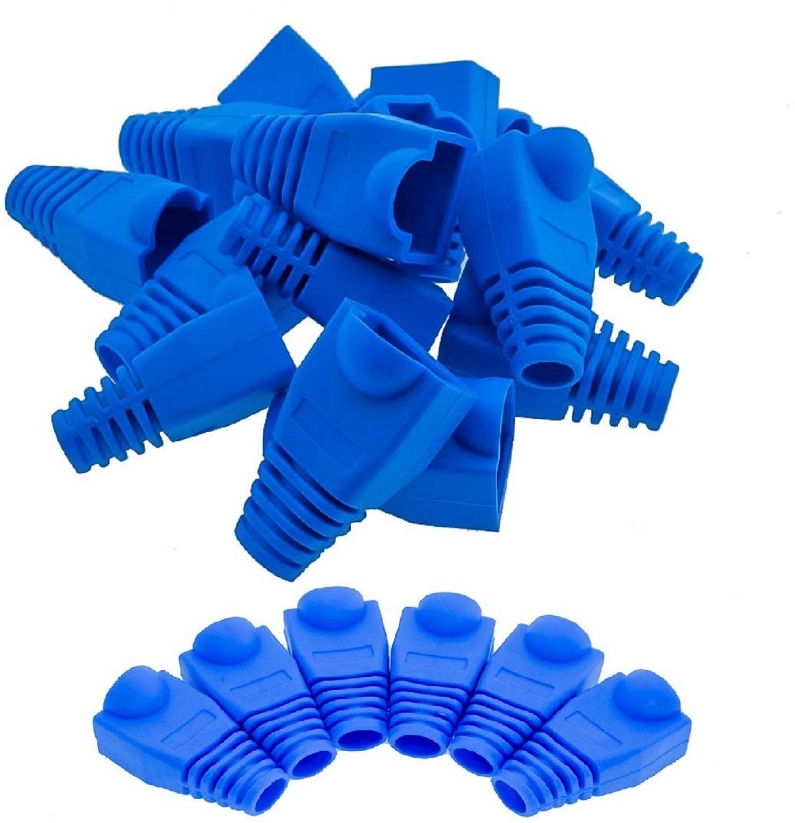 100 Stuks RJ45 Strain Relief Boots - Ethernet Connector Cover - Blauw