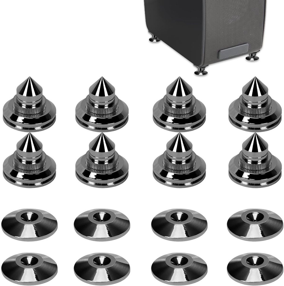 24K vergulde speaker spikes - Set van 8 - Zwart