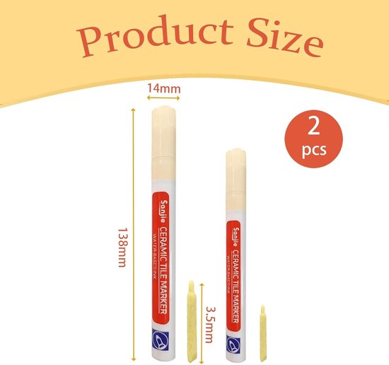 2 Stuks Waterdichte Tegelpen voor Badkamer, Reparatie van Voegen en Tegels, Grout Onderhoud voor Muur en Vloertegels (Beige, Standaard) — afbeelding 5