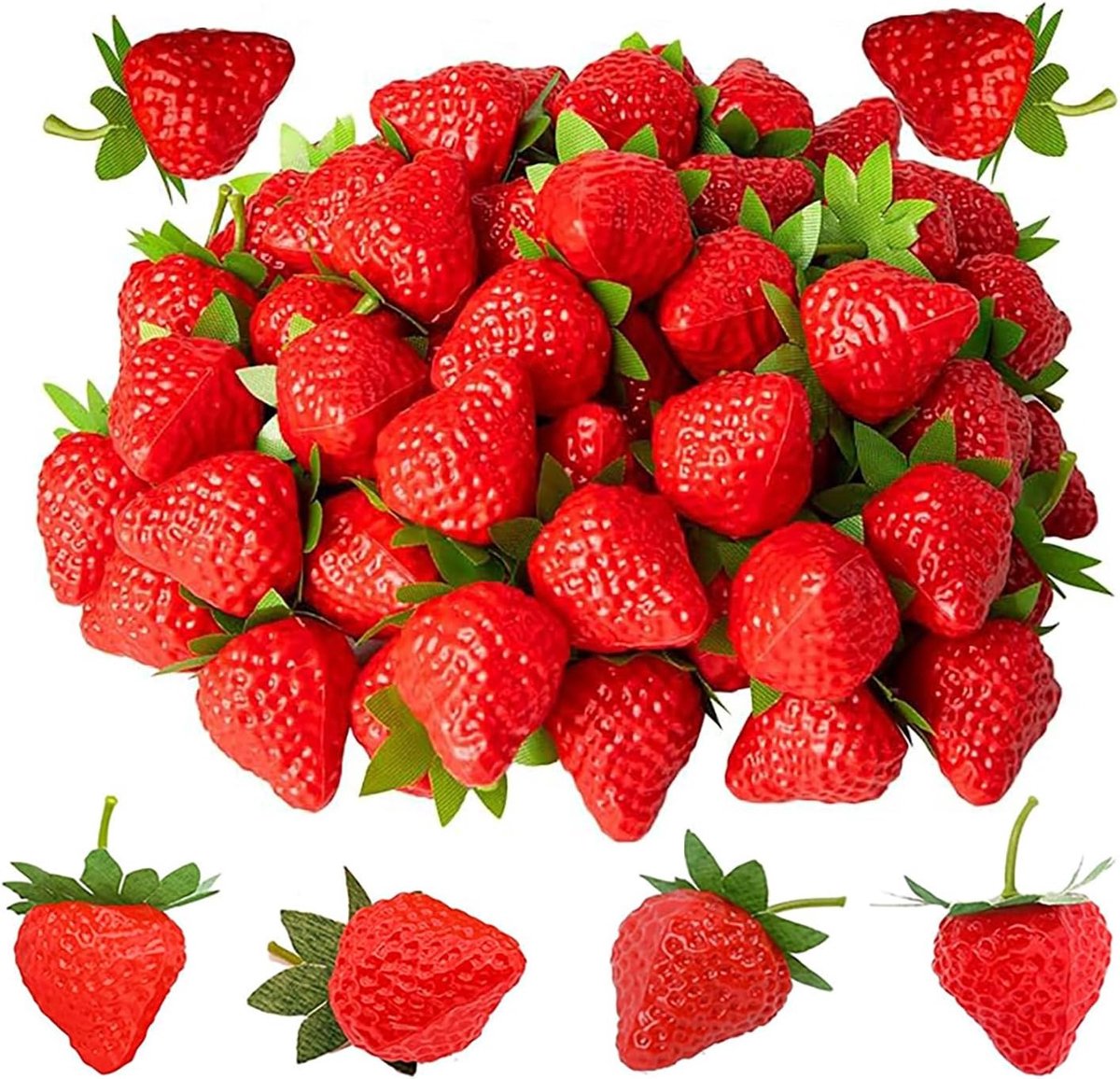 Set van 30 Realistische Nepaardbeien, Kunstfruit voor Decoratie in Huis, Keuken en Modelbouw