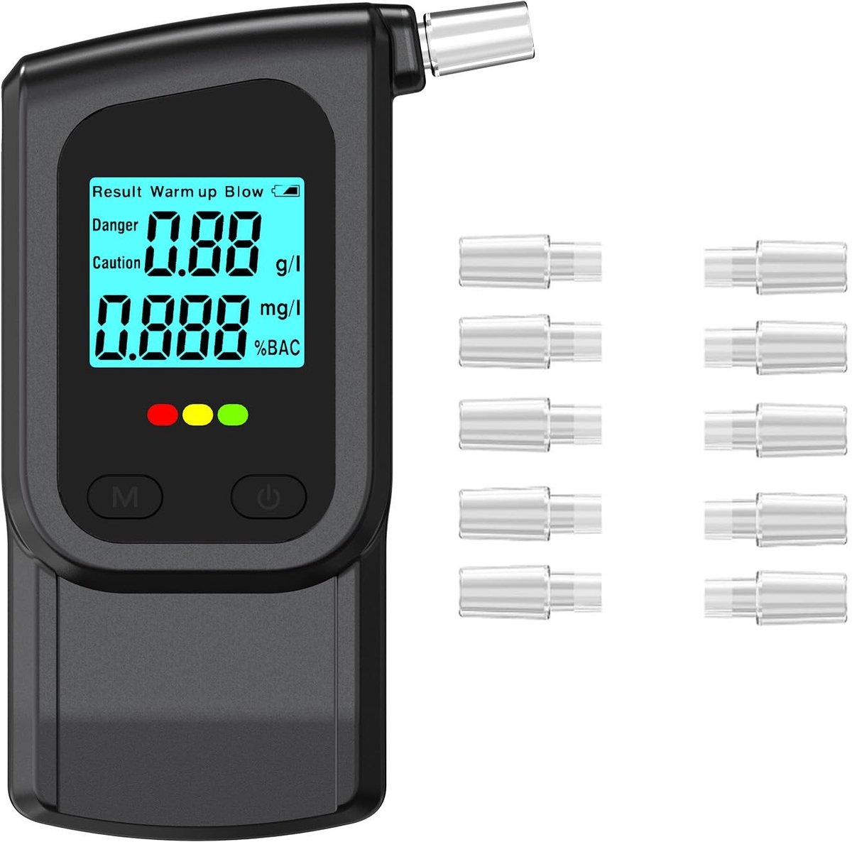 Alcoholtester - Digitaal met LED Scherm en 10 Mondstukjes