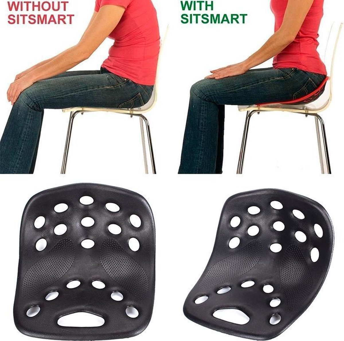 Goedkoopste Backjoy SitSmart Posture Plus Roze - Rugsteun Zithouding Bureaustoel Auto - Rugpijn Onderrug