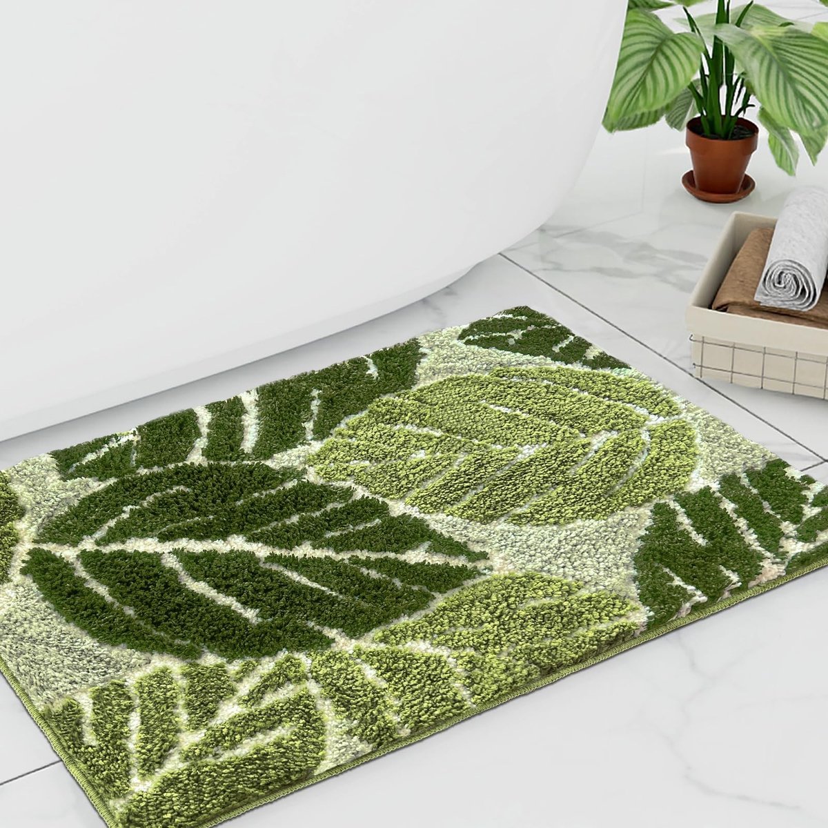 Badmat met Monstera Blad - Absorberend en Antislip - 50x70cm