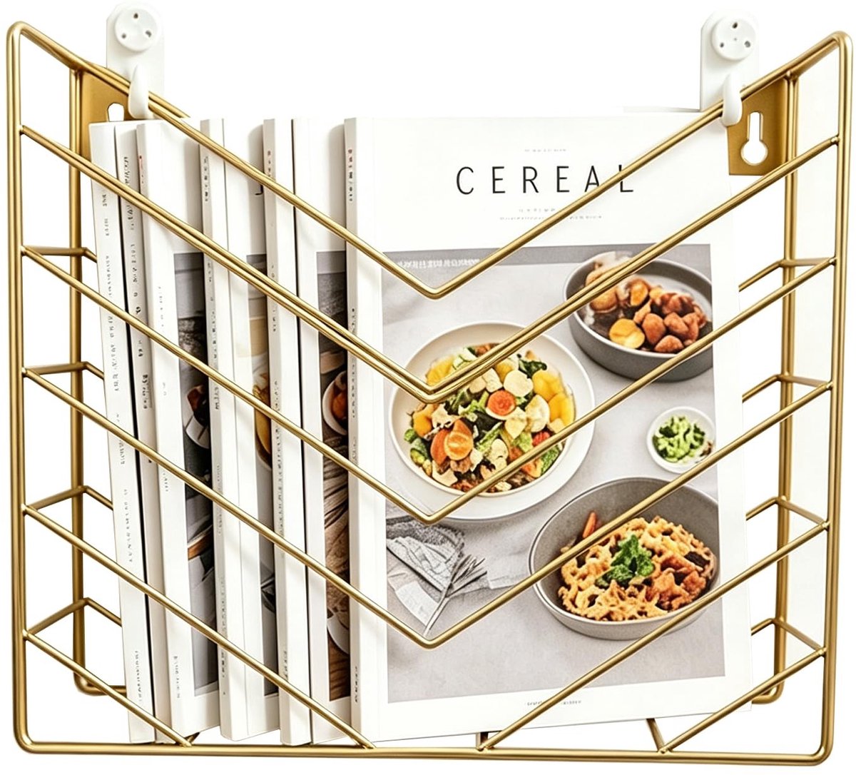 Wandmontage Magazine Opbergrek - Metalen Tijdschriftenhouder - Goud