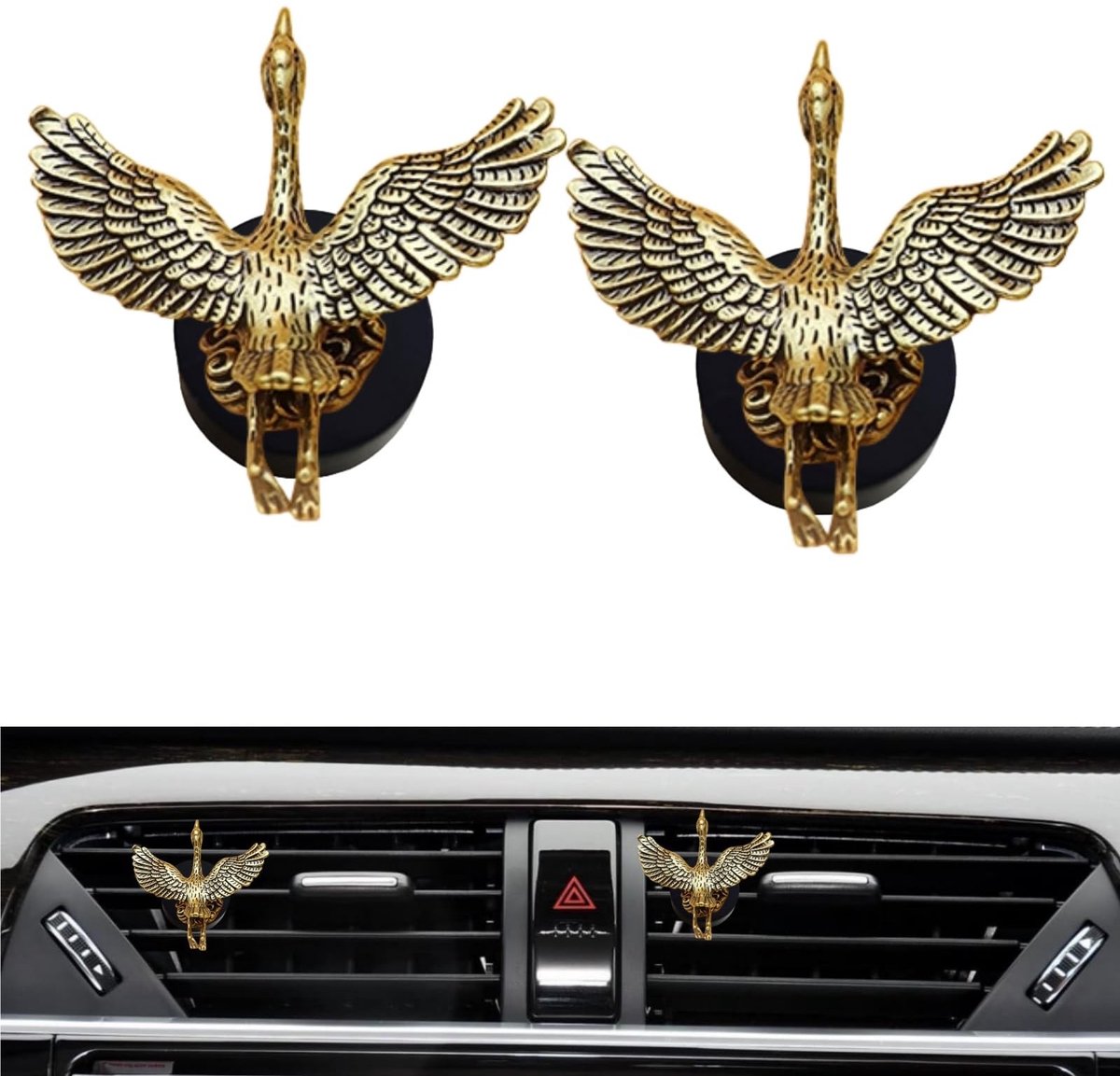 2 Stuks Messing Crane Auto Luchtverfrisser - Decoratieve Clip