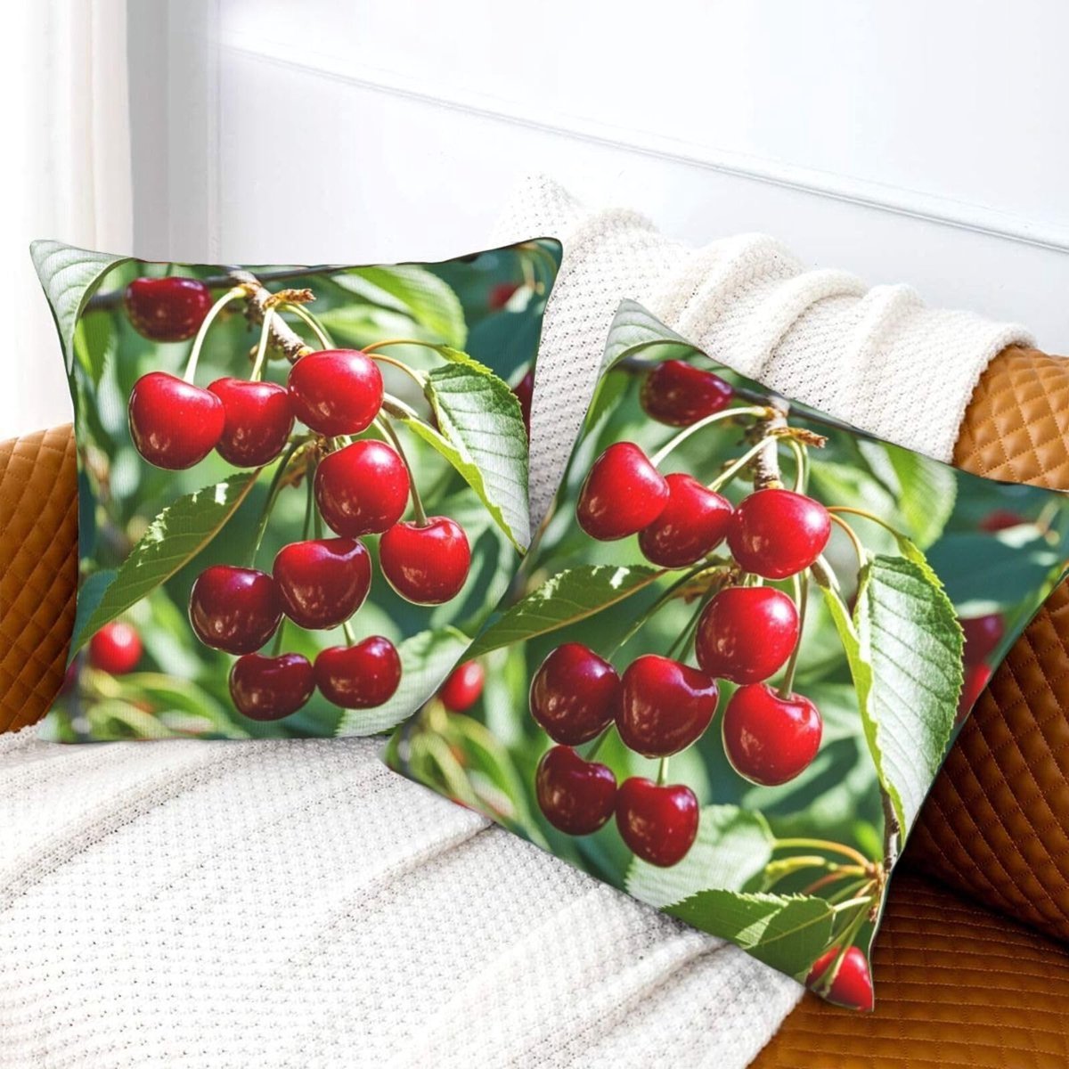 Decoratieve kussenhoezen - Kersenprint - 45,7 x 45,7 cm