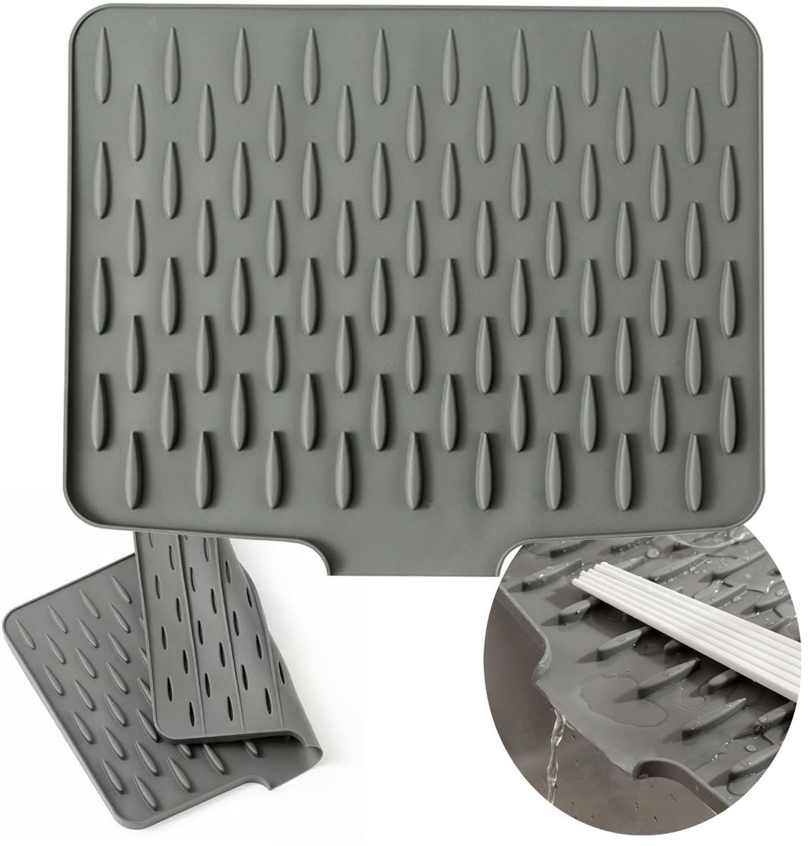 Silicone Afvoer Mat - Hittebestendig en Antislip - Grijs