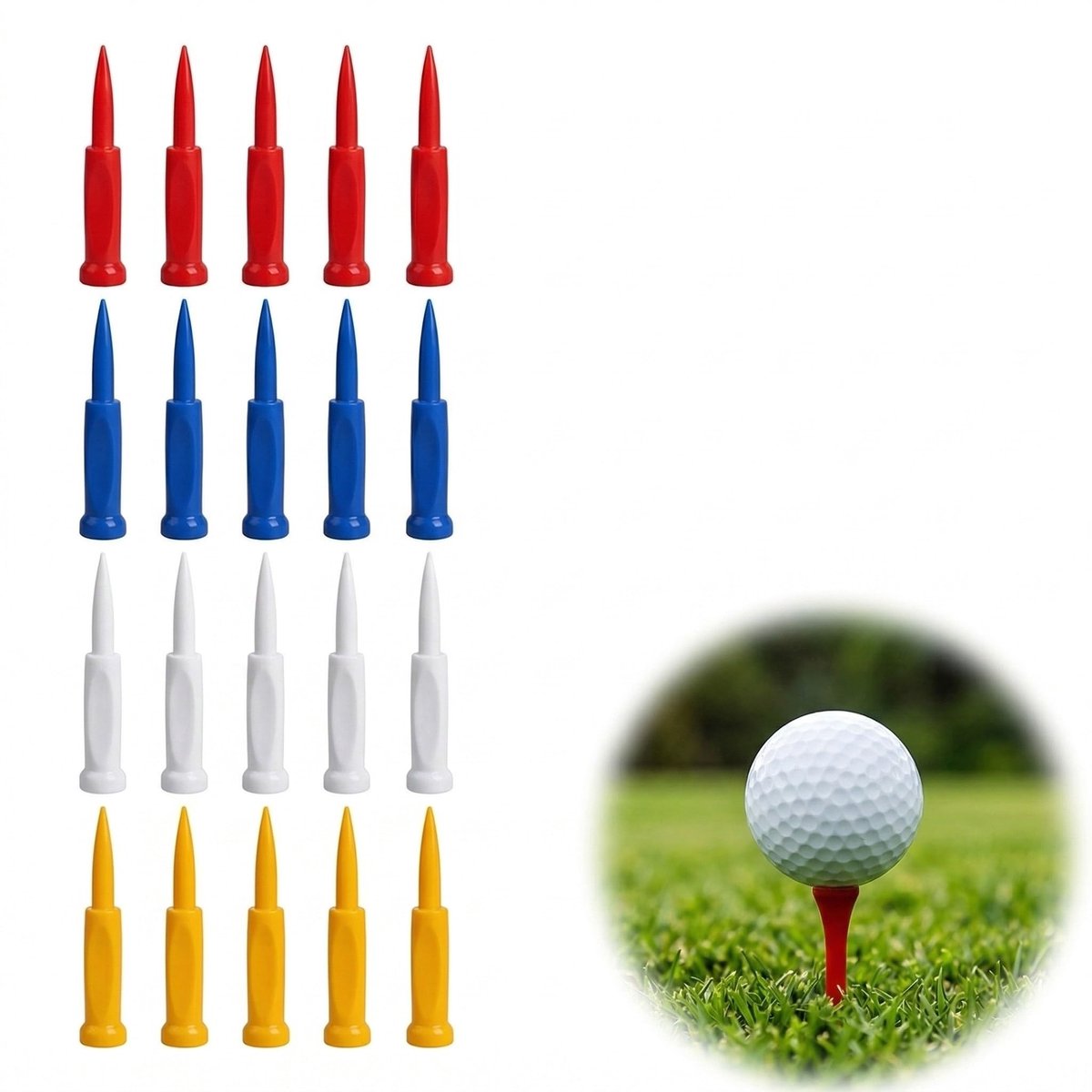 Golf Tee Shatterproof Rubber - 3 Inch met Kleurrijke Kop