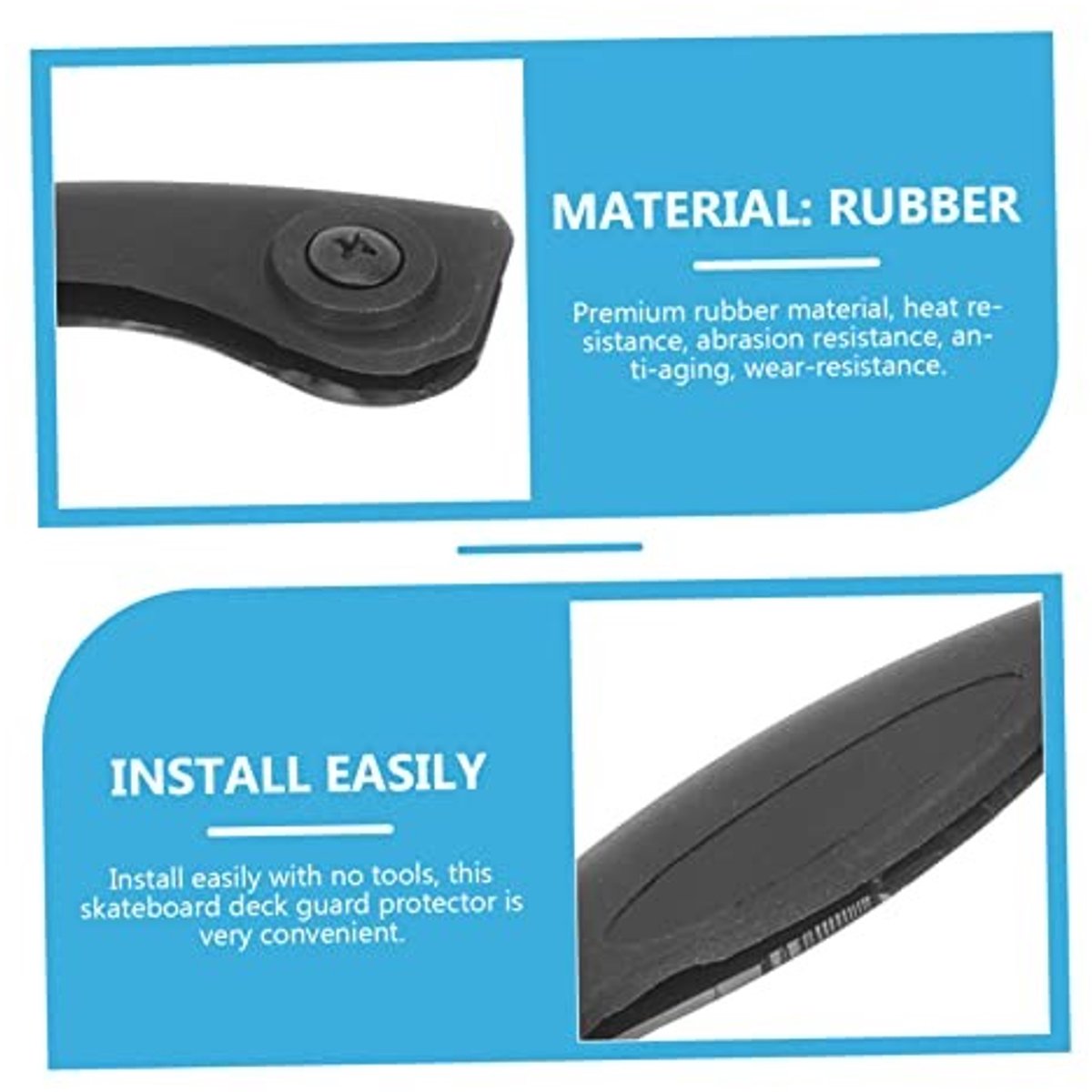 Skateboard bescherming strip - Rubber, zwart