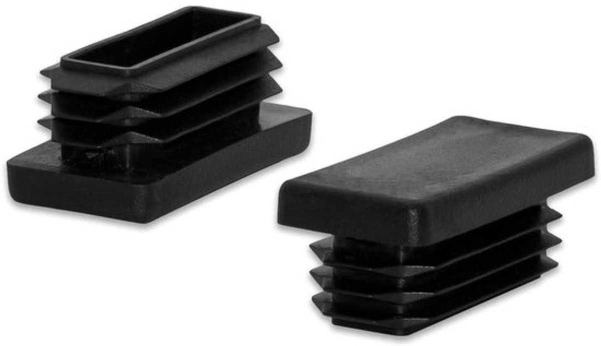 Plastic Buisdoppen - Inzetpluggen Eindkappen - Meubels Beschermen - Met Ribbels - 20 x 40 mm - Zwart