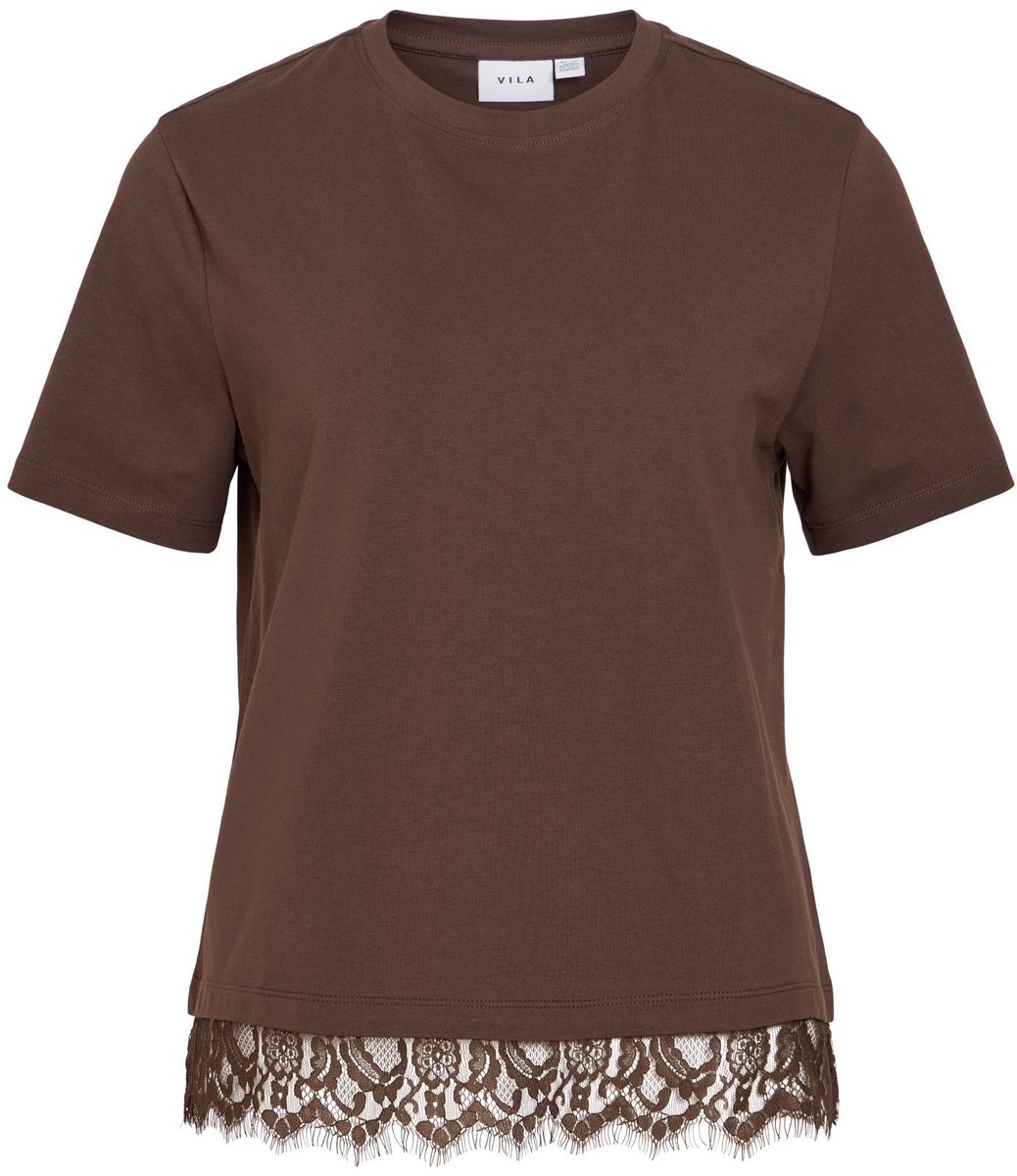 VILA T-shirt VINORA kanten boord