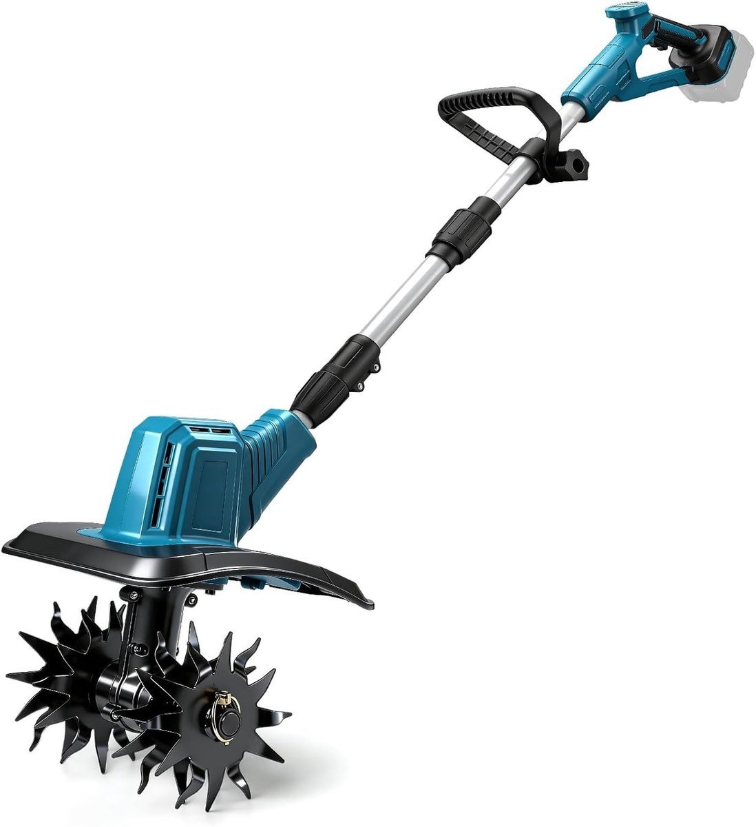 Accugrondverwerker met 360 rpm motor, 20 cm werkbreedte en 16 cm werkdiepte voor bloembedden, akkerbouw en tuinieren