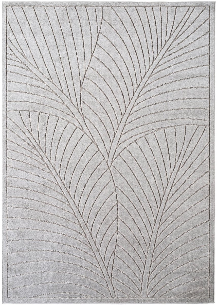 Dutch XXL Buitenkleed | Nova | Palmbladeren | Zilver | 280x370 cm | Buitentapijt | Tuintapijt