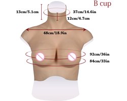 Siliconen Borsten- plus size L XL Borstprothese-Nep borsten- B cup- Cosplay- Travestie-Transgender-Crossdresser-Travestiet-100% siliconen-Breastplate- Oil Free- Non sticky-