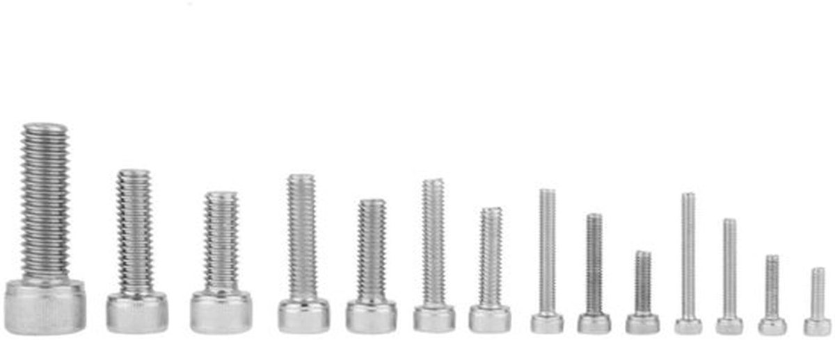 135-delige set hexagon socket schroeven, moeren en ringen van roestvrij staal voor diverse toepassingen