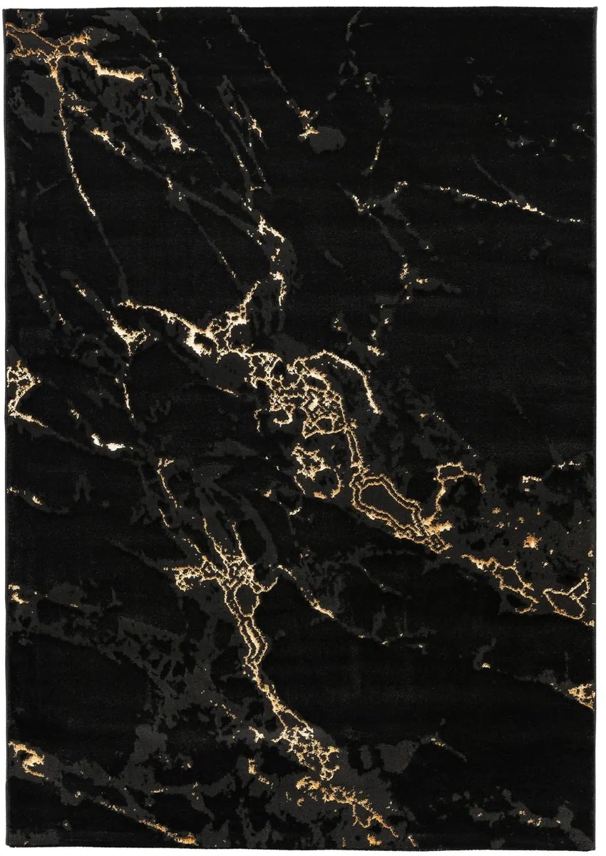 Dutch XXL Modern Vloerkleed | Tapijt | Marmaris | Marmer | Zwart | 80x150 cm