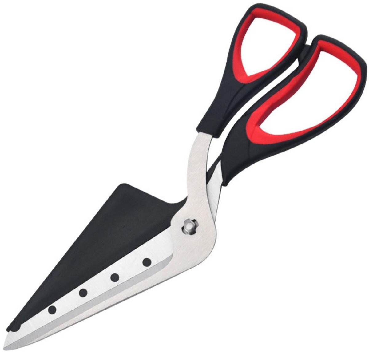 SSTRWGOOD Keukenscharen - Pizzaschere met Scharpe RVS Klinge - 27x9cm - Demonteerbaar - Geschikt voor Pizza, Kruiden en Vlees - Roestvrij Staal - Zwarte/Rode Handgreep