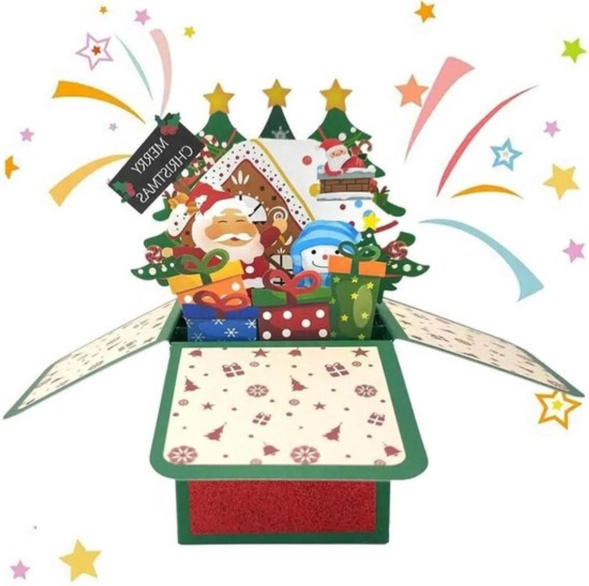 Kerst Kaarten - Wenskaarten Kerst - Geleentheid Vieren - Handgemaakt Pop-Up Ontwerp - 23 x 17.5 cm - Multicolor