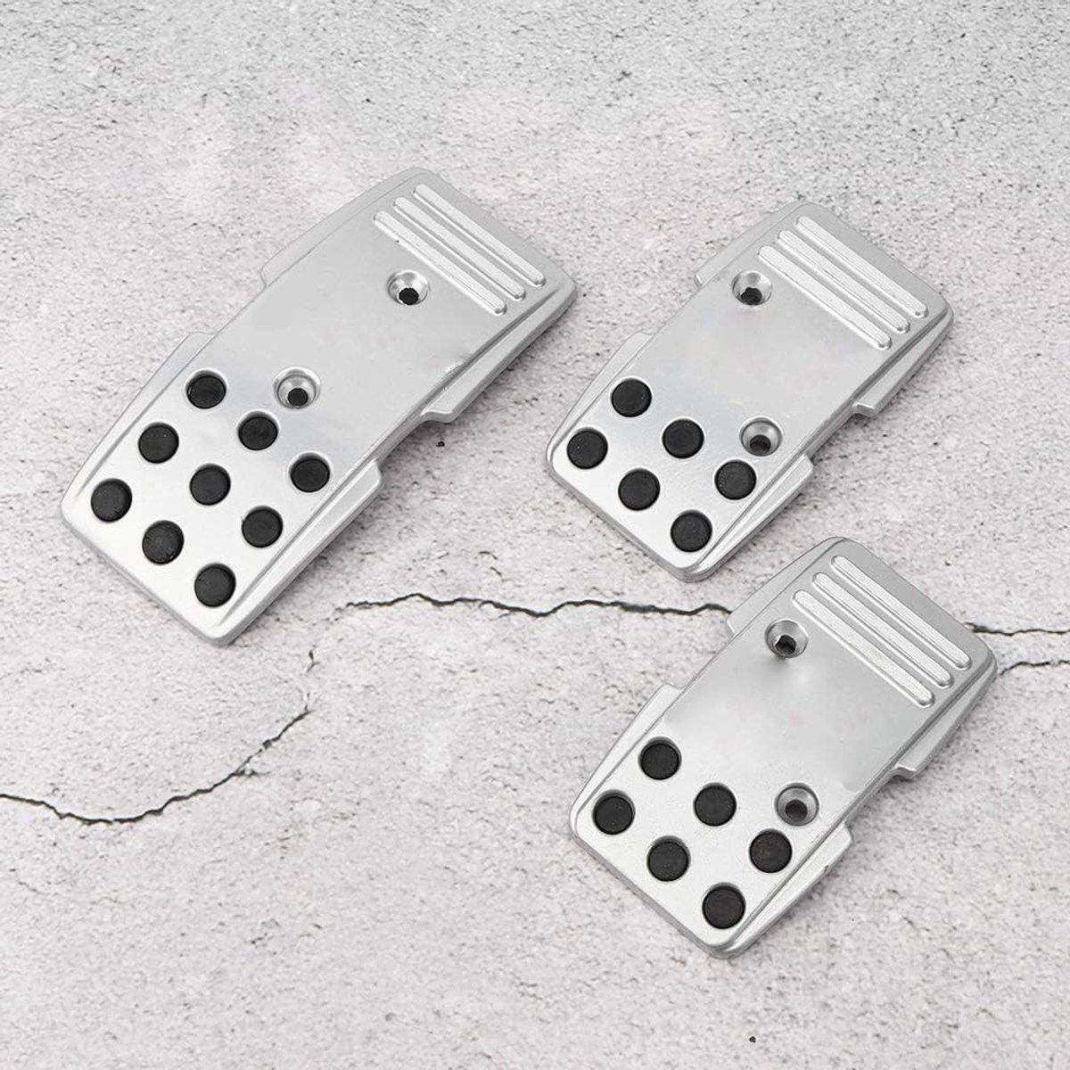 Set van 3 Antislip Pedaalhoezen voor Handgeschakelde Auto's, Aluminiumlegering met Uniek Gebogen Ontwerp, Geschikt voor Rem-, Koppelings- en Gaspedalen