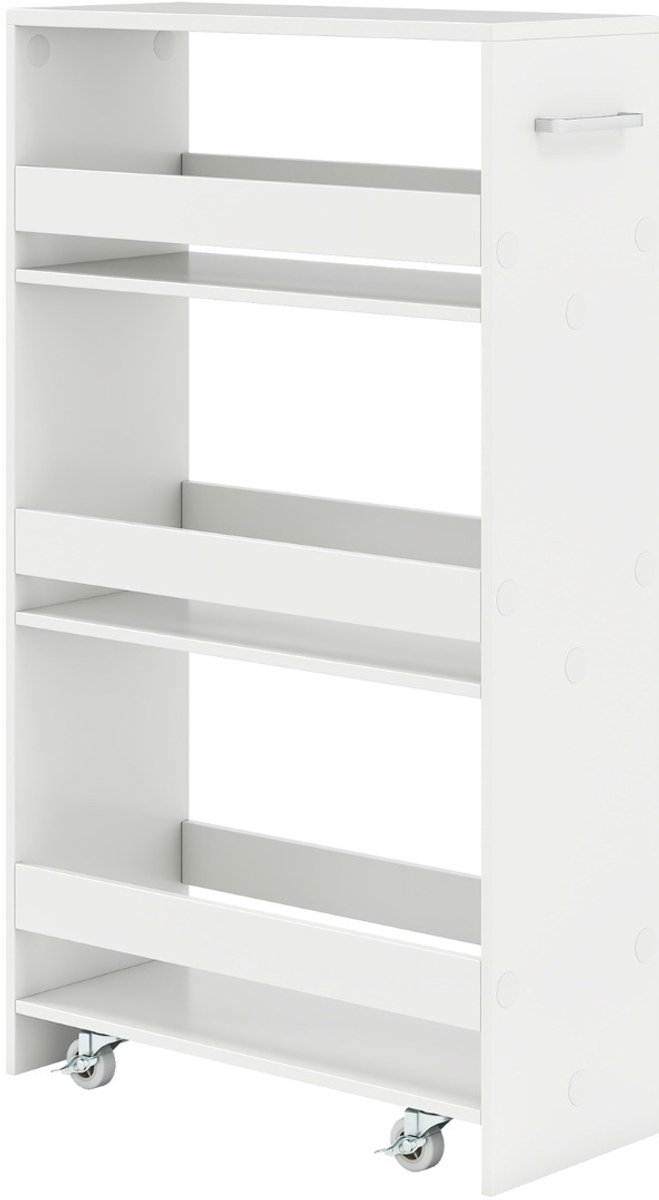 SureDeal® - Keukentrolley - Nissenwagen Breed Verdiepingen - 47,5x20x80,5 cm - Wit