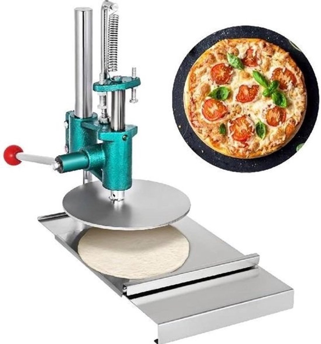 Elektrische Deeg Pers - Pizzadeeg Maker Pasta Roller - Uniform Deeg Maken - Verstelbare Diktecontrole - 12-16 cm Plaatdiameter