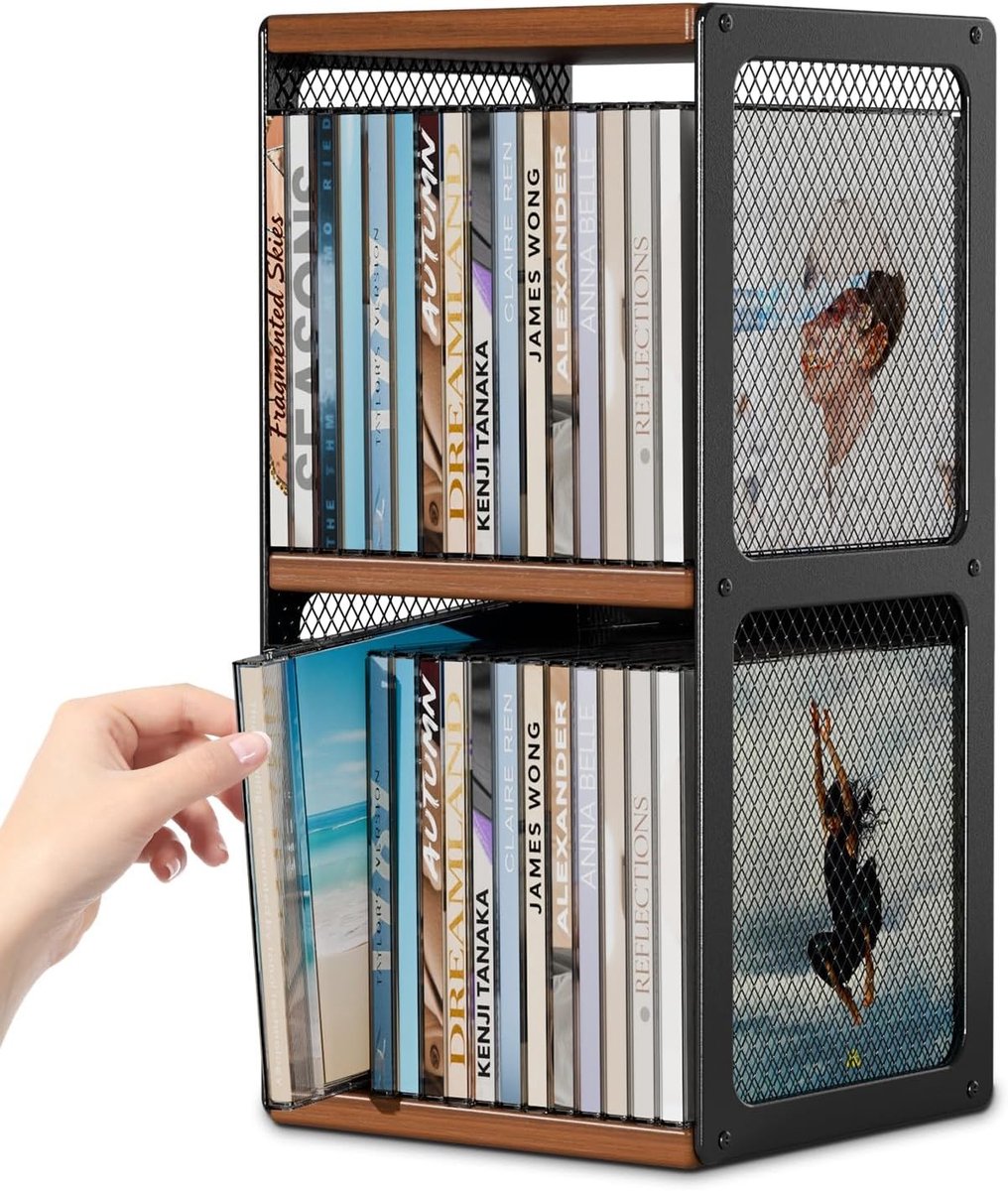 Houten CD-stand, opbergdoos voor CD's en DVD's, stijlvolle opslagoplossing voor media