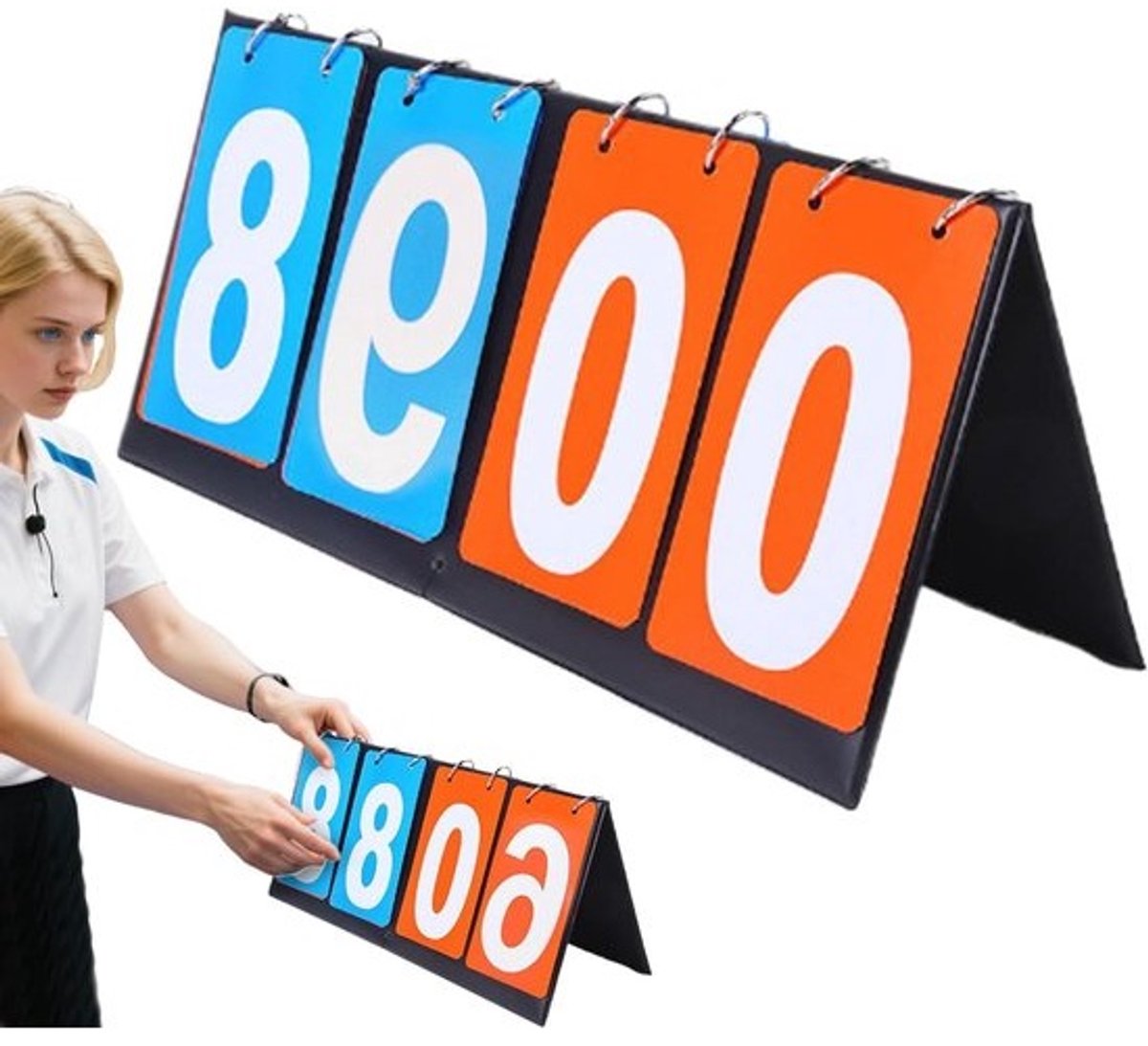 Draagbaar Scorebord - Flipperbord Score - Wedstrijden Bijhouden - Vier Cijfers - 36 cm - Meerkleurig