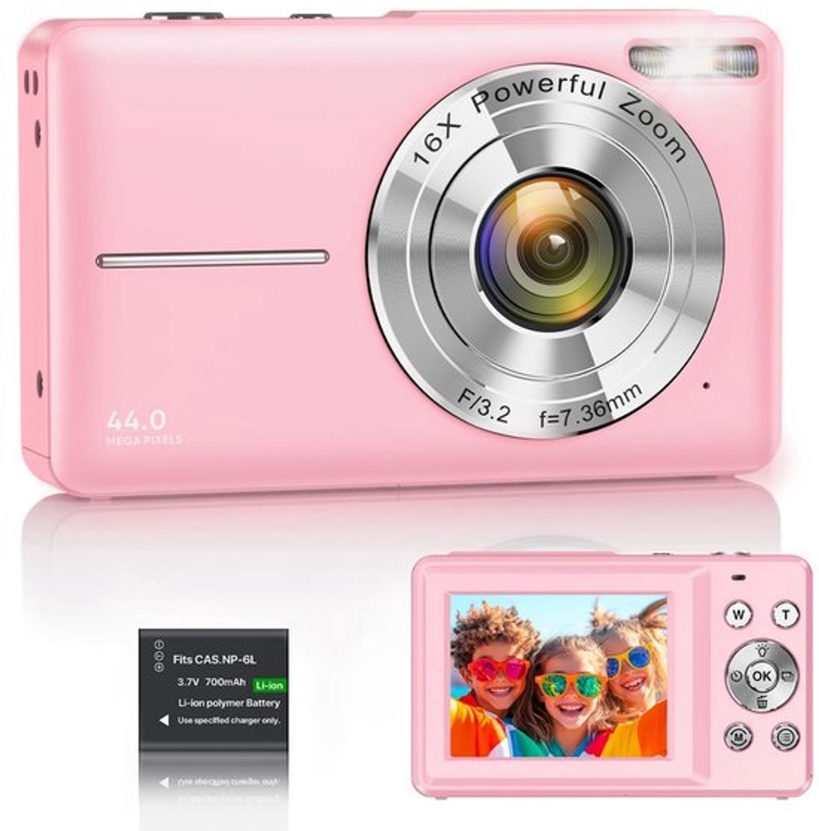 Digitale Camera - Compact Camera Vlogging - Foto's Maken - Anti-Shake Technologie - 44 MP - Roze