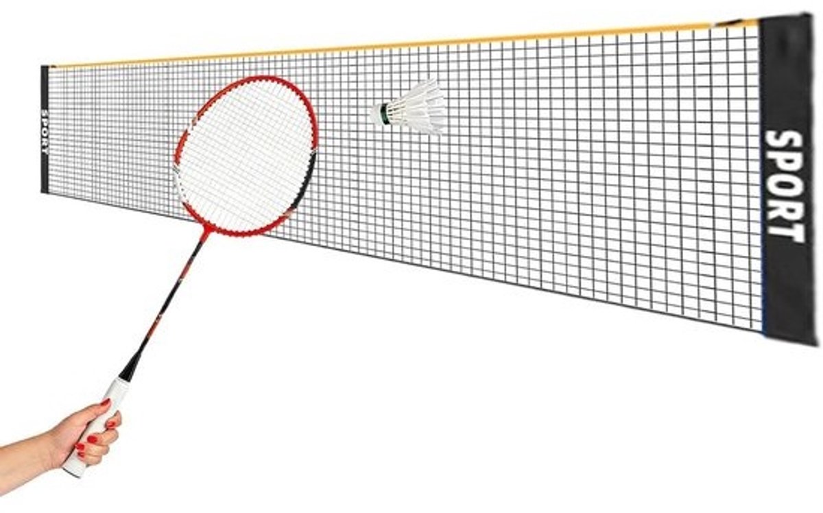Sportnet - Badminton volleybal - Spelletjes in tuin - In hoogte verstelbaar - 41 meter - Zwart