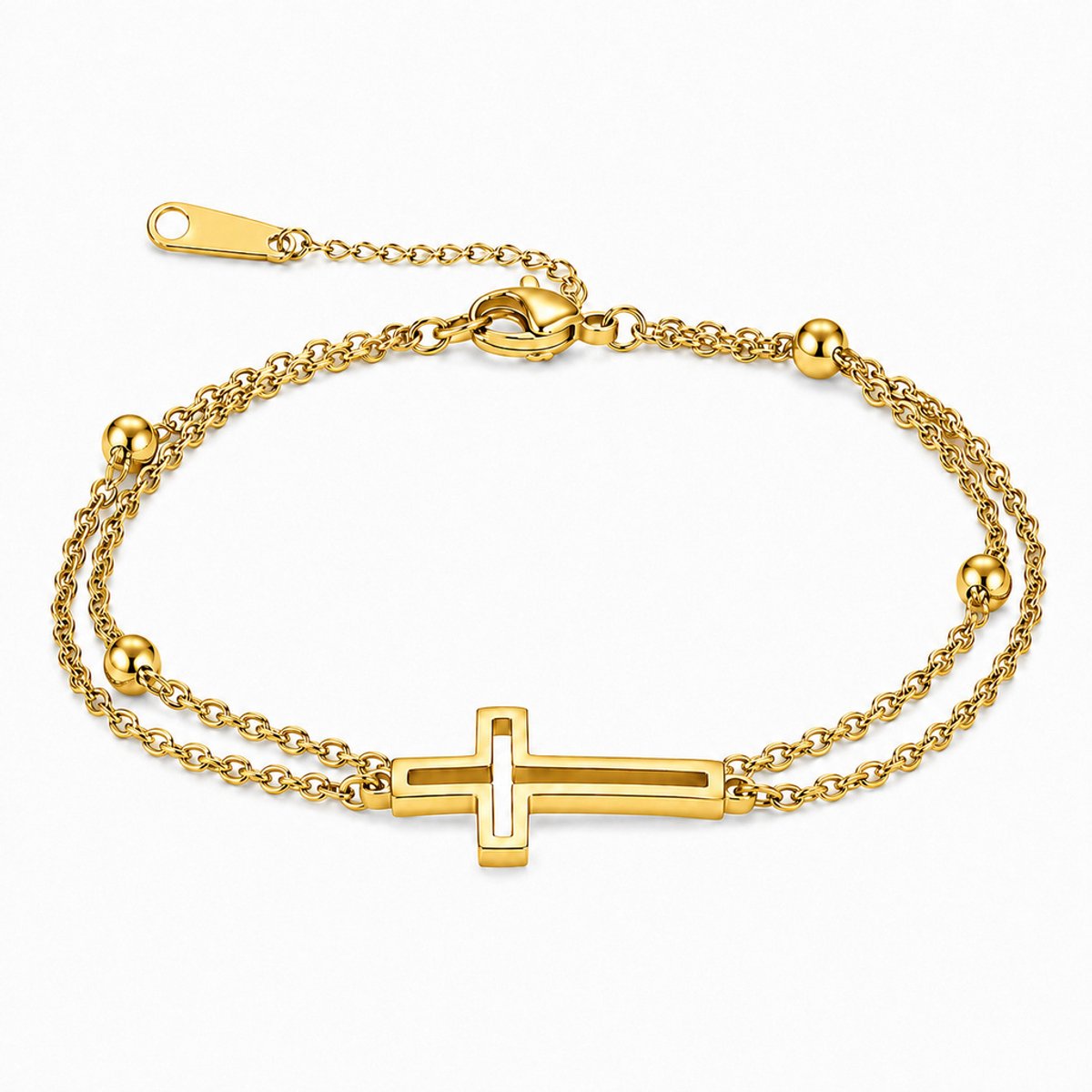 LGT JWLS - Dames armband - Goudkleurig edelstaal - Met kruis