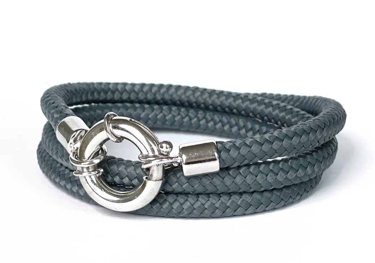NIEUW! Jolla - dames wikkelarmband - zilver - touw - Classic Rope - Donker Grijs
