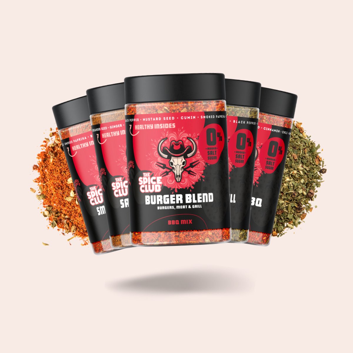 The Spice Club BBQ Set – 5 kruidenmixen & rubs zonder zout of suiker – 100% natuurlijk – Gezonde smaakmakers + cadeau & recepten