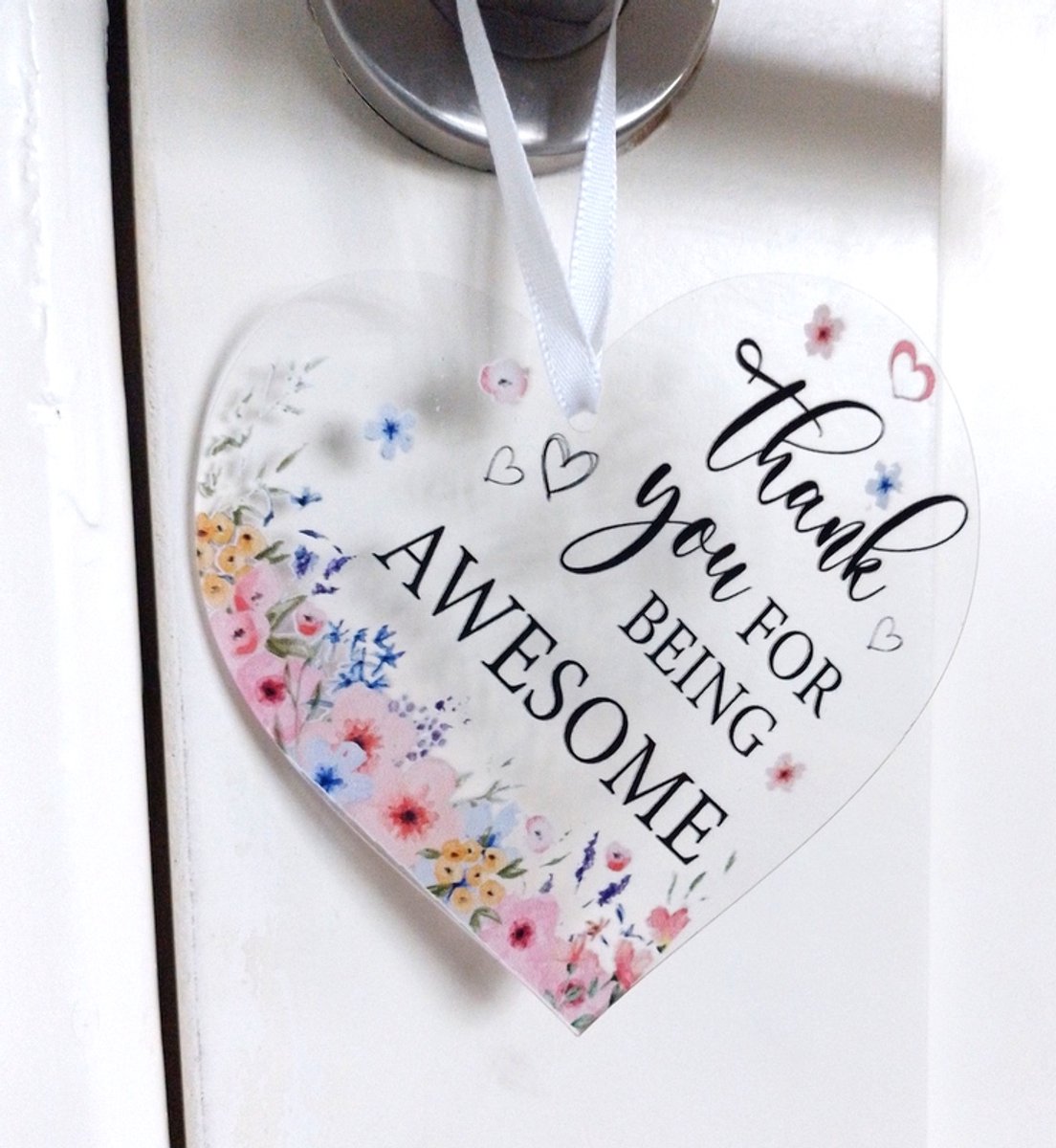 Hart acryl met tekst | Thank you for being awesome | juffendag, einde schooljaar | afscheid
