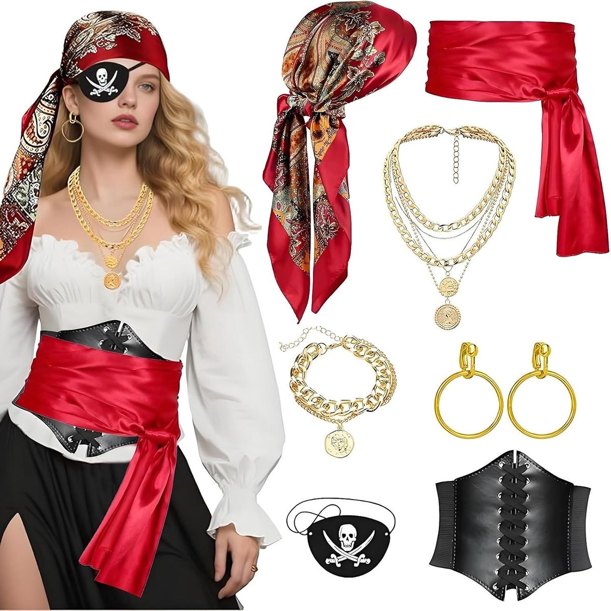 Avontuurlijke Piratenoutfit met Accessoires voor Kinderen - Perfect voor Feesten en Verkleedpartijen