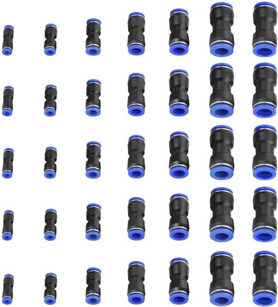 Rechte Luchtslang Connectoren - Snelle Koppelingen Pneumatiek - Perslucht Aansluiten - Eenvoudige Installatie Zonder Gereedschap - 35 stuks 4-16 mm