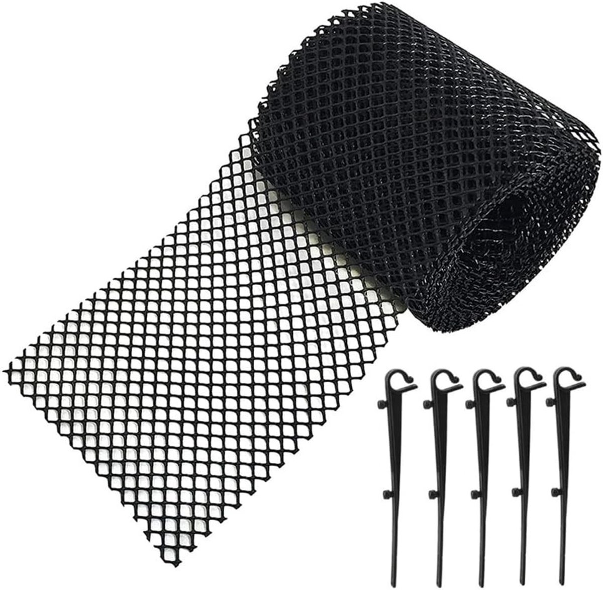 Bladbescherming voor Regenpijpen, 18cm x 8m Plastic Net voor Bladeren en Vuil met 15 Bevestigingsclips
