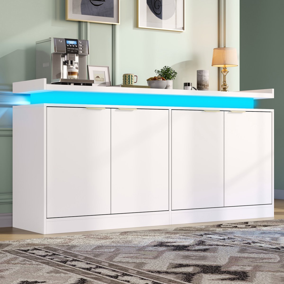 Clruro Dressoir - 160 x 39 x 83 cm - RGB LED - 4 Deuren - MDF