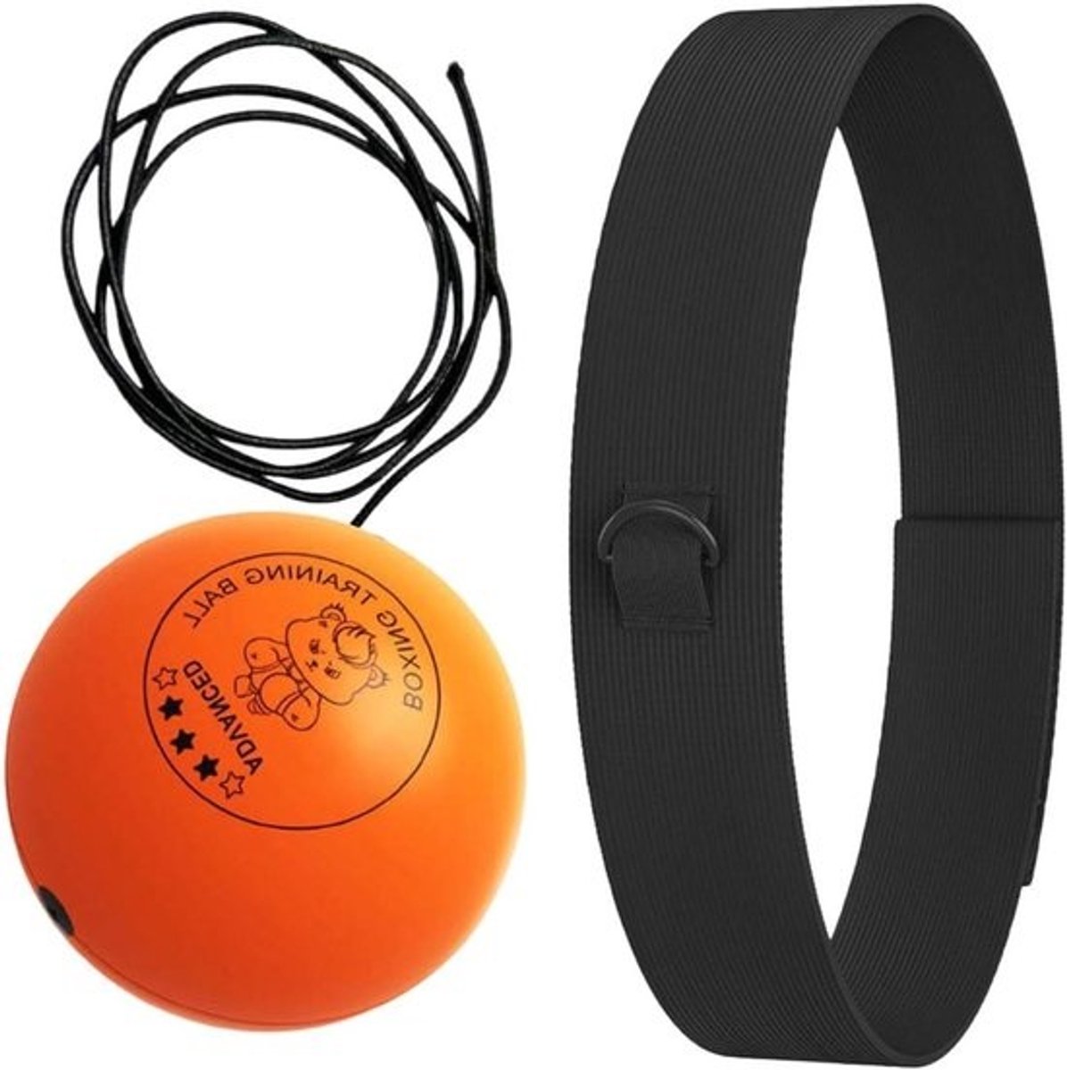 Boksbal Hoofdband - Reflex Bal - Verbeteren Coördinatie - Verstelbare Pasvorm - 3 Maten Ballen - Oranje