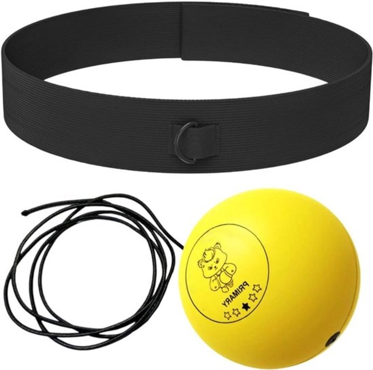 Boksbal met Hoofdband - Reflexbal Set - Reactievermogen Trainen - PU Schuim Bal - 3 Maten Ballen - Geel
