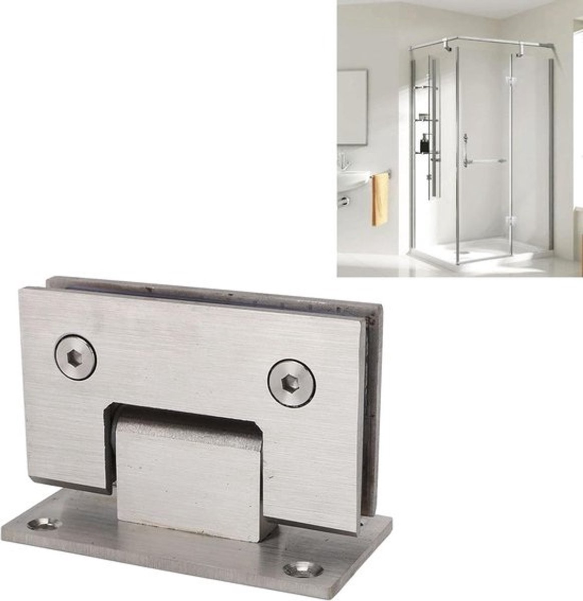 Glazen Douchedeur Scharnieren - Frameless Scharnieren Douche - Douchedeur Ophangen - Roestvrij Staal Zelfsluitend - 90 Graden - Zilver