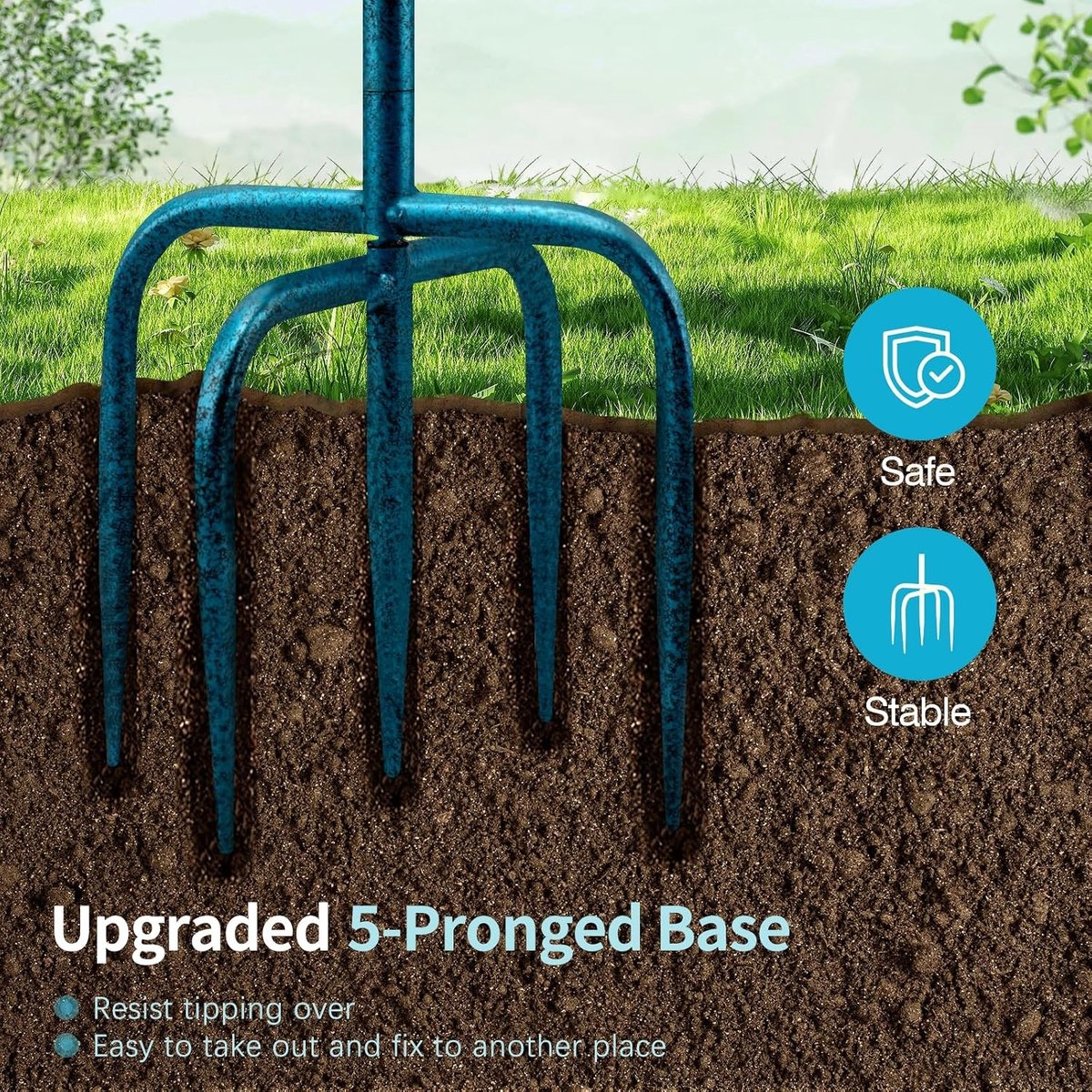 Antiek metalen vogelbad voor buiten, 35 inch waterkom voor vogels, tuin- en gazondecoratie, blauw, ideaal voor vogels en tuinliefhebbers