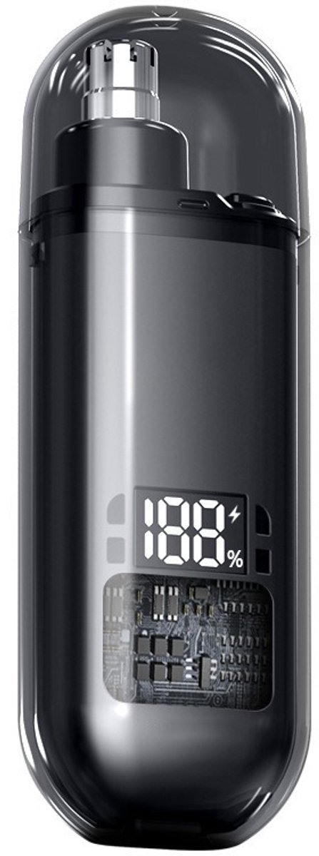 Slimme elektrische neushaartrimmer – Draagbare neus- en oorhaartrimmer – Met digitaal led-display – Handig voor op reis – Zwart
