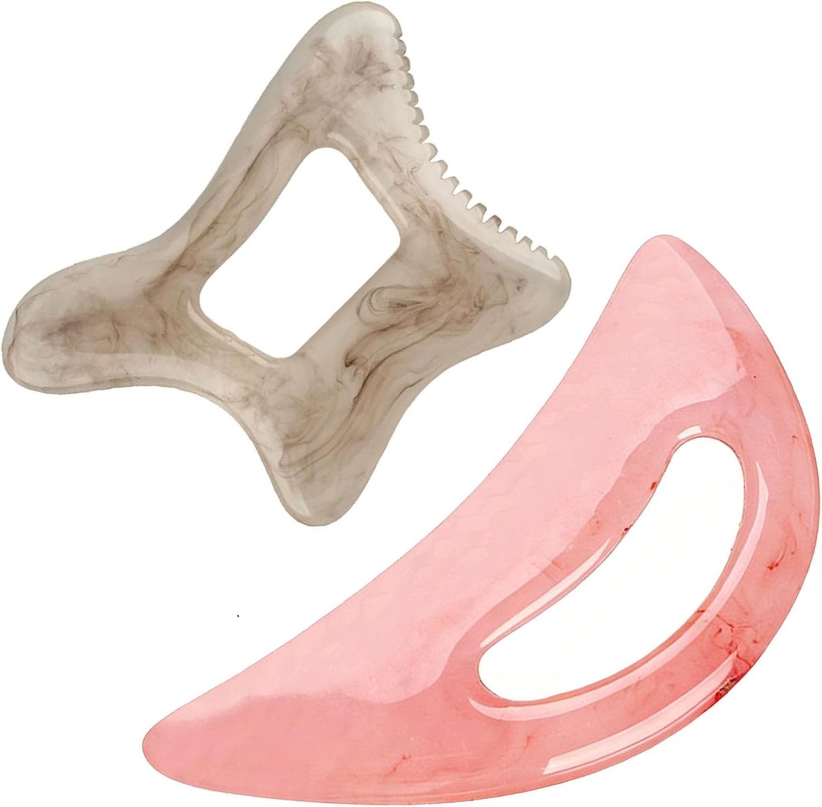Gua Sha Massage Set met 2 Stenen voor Lymfedrainage en Cellulitebehandeling voor Gezicht, Rug en Benen