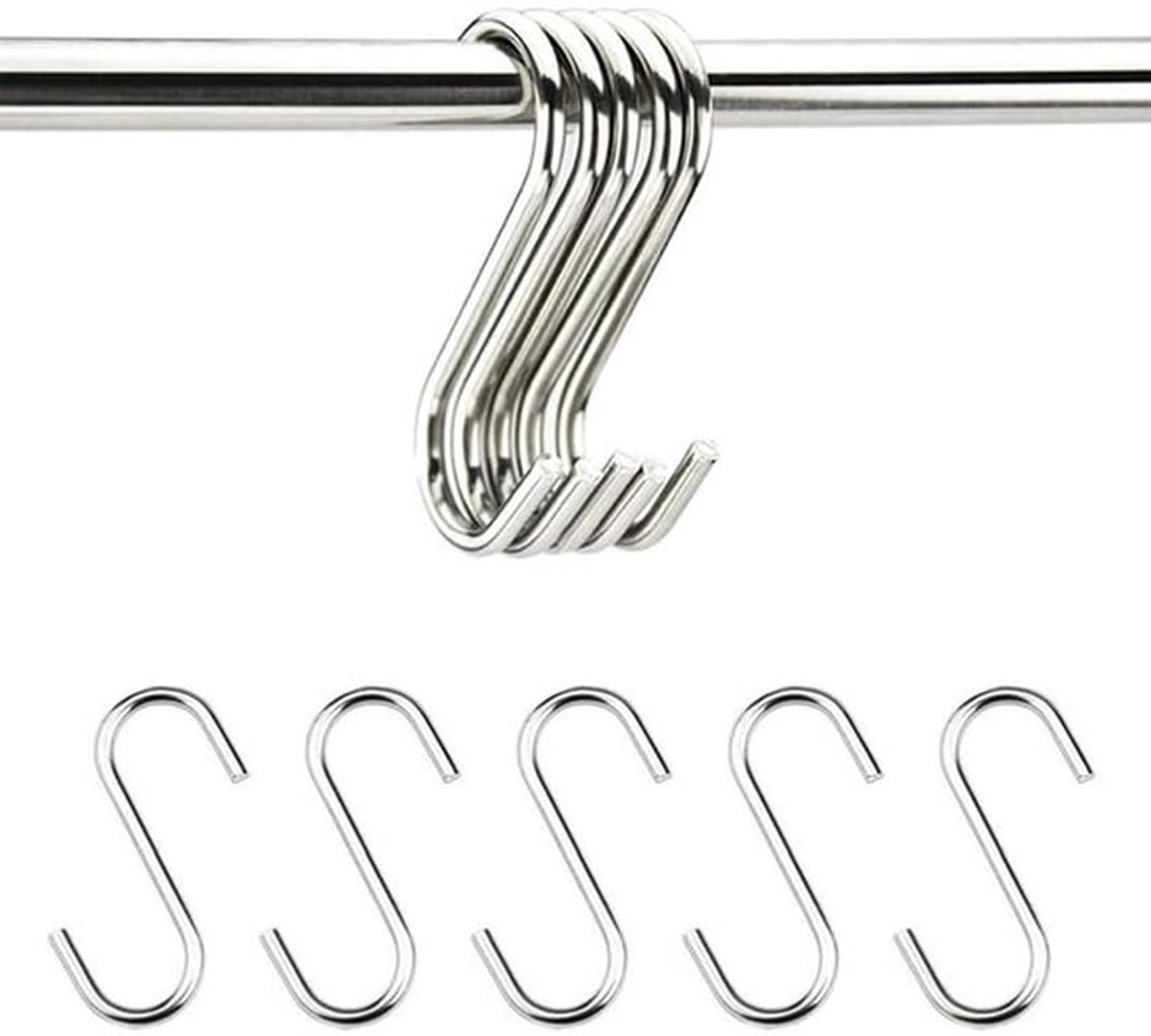 10 stuks S-haken, 12 cm grote S-vormige haken roestvrij staal zwaar gebruiksvoorwerp pan metalen S-haak om op te hangen in keuken, badkamer, slaapkamer, woonkamer en kantoor